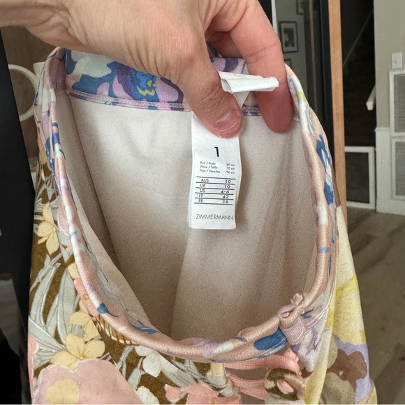 Zimmermann Pop Button High Waisted Bikini Bottoms floral patchwork print swim - Picture 6 of 12